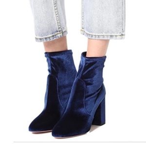 Aquazzura So Me Blue Velvet Bootie